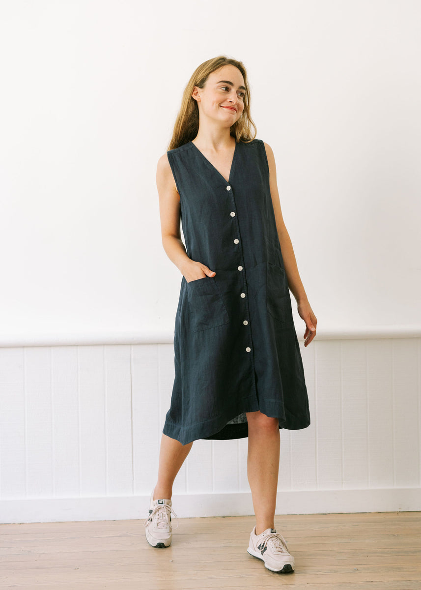 Together Segal sleeveless button up dress with pockets Together Segal sleeveless button up dress with pockets